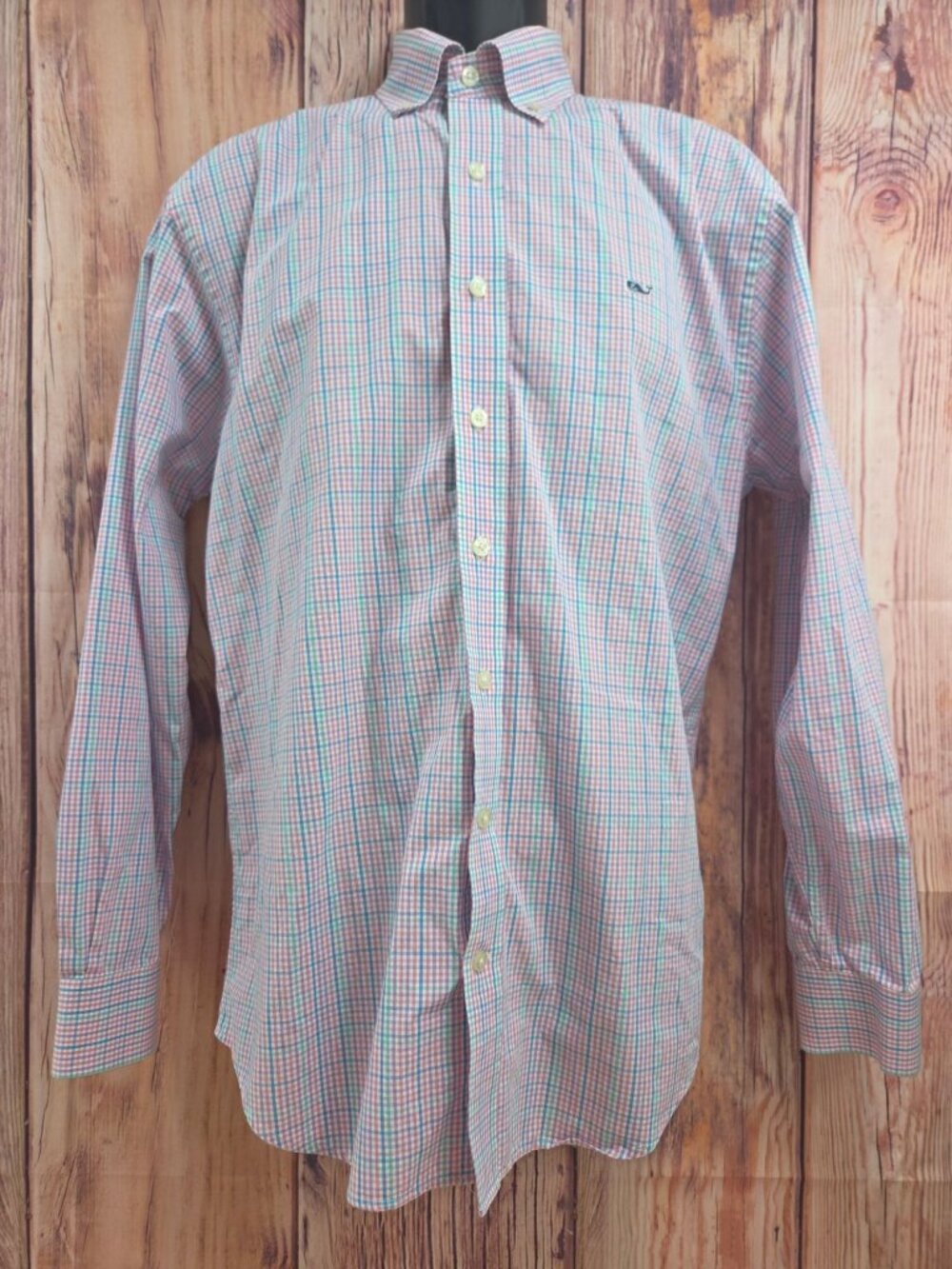 Vineyard Vines Whale Pink Plaid Shirt Size Medium